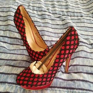 Red and black heels